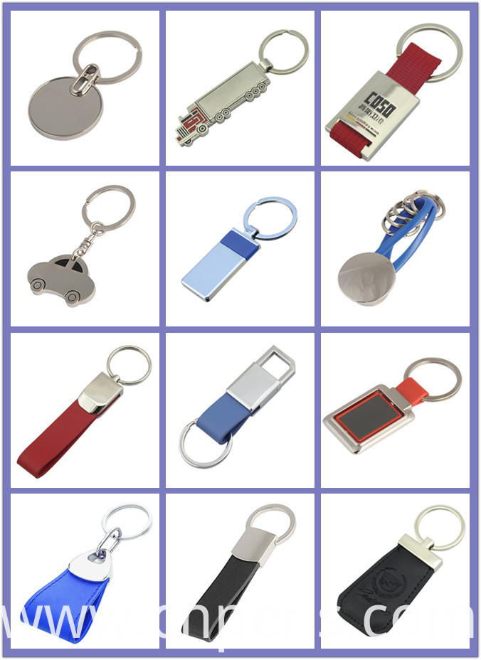Rectangle Logo Silver Blue Metal Promotion Keychain with Plastic (F1002C)